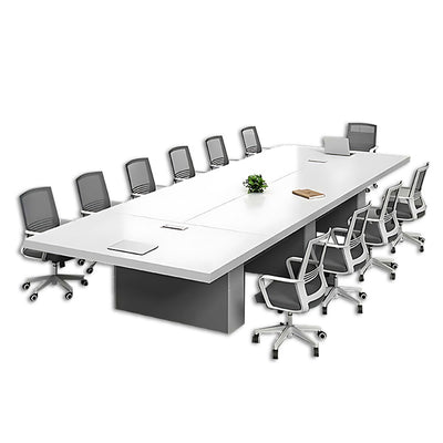 Warm White Minimalist Large Conference Table