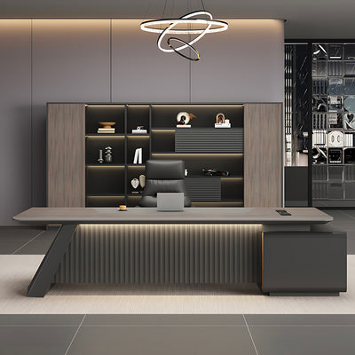 Modern L-Shaped Executive Desk with Reinforced Legs for Offices