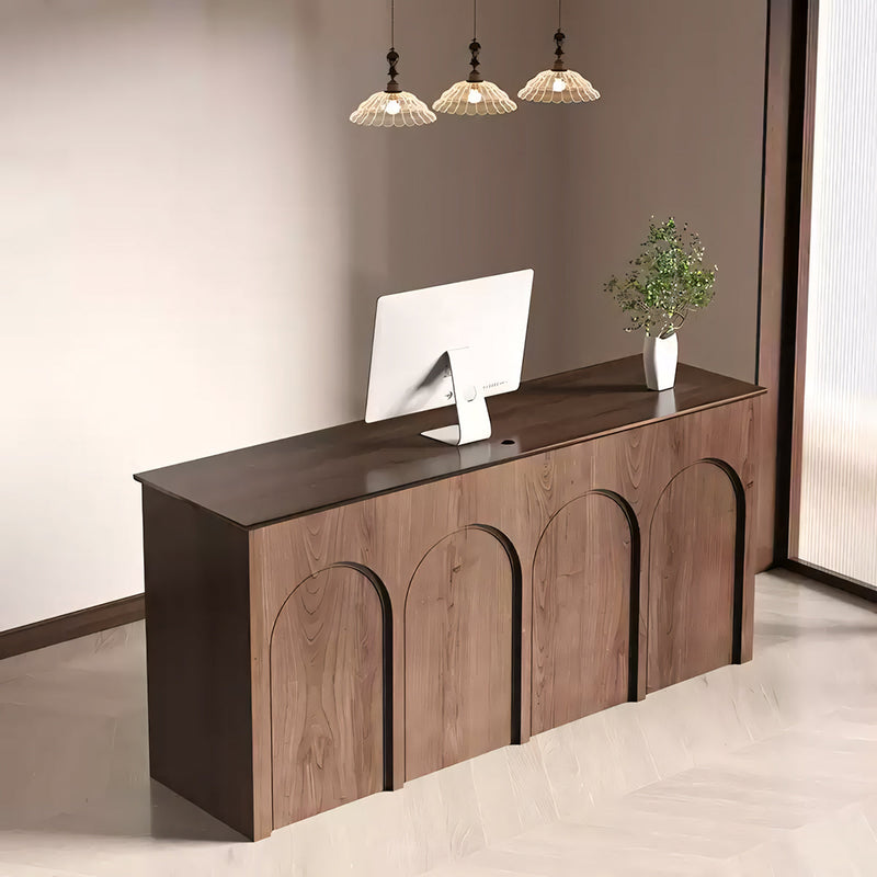 Retro Chic Reception Desk with Spacious Desktop Design