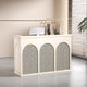 Sophisticated Minimalist Reception Desk Featuring Distinctive Perforations