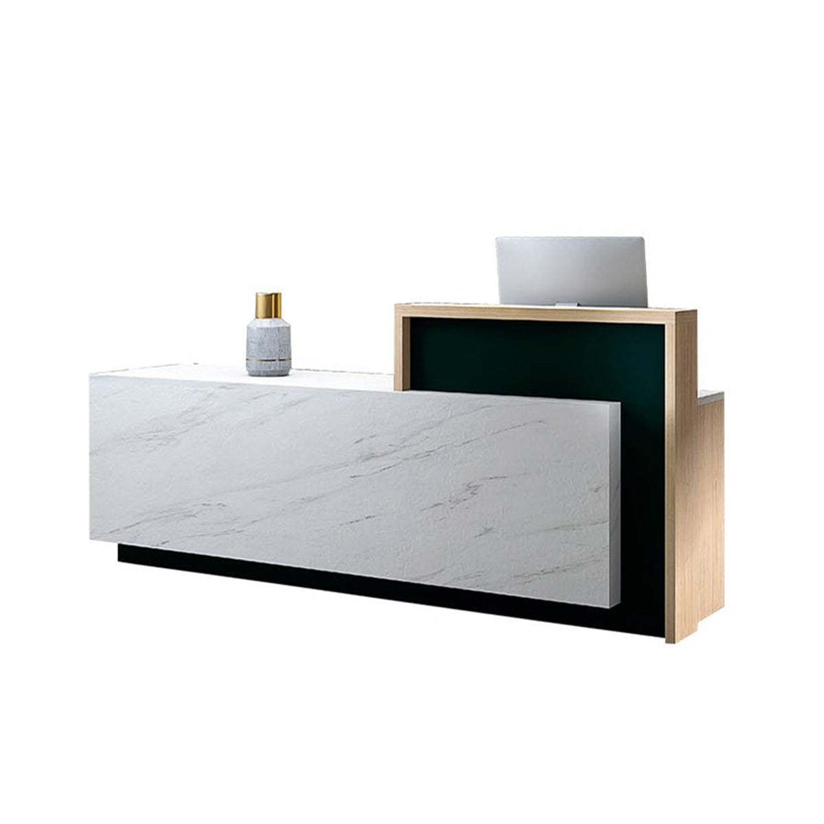 Reception Desk 71–126 in Wide with File Drawers & Marble Top