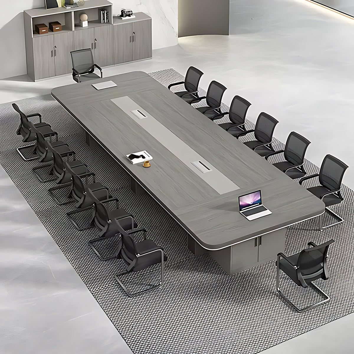 Conference Table 79–315 in Wide (6.5–26 ft) for 6–26 People with Solid Wood & File Drawers（Stock Items）