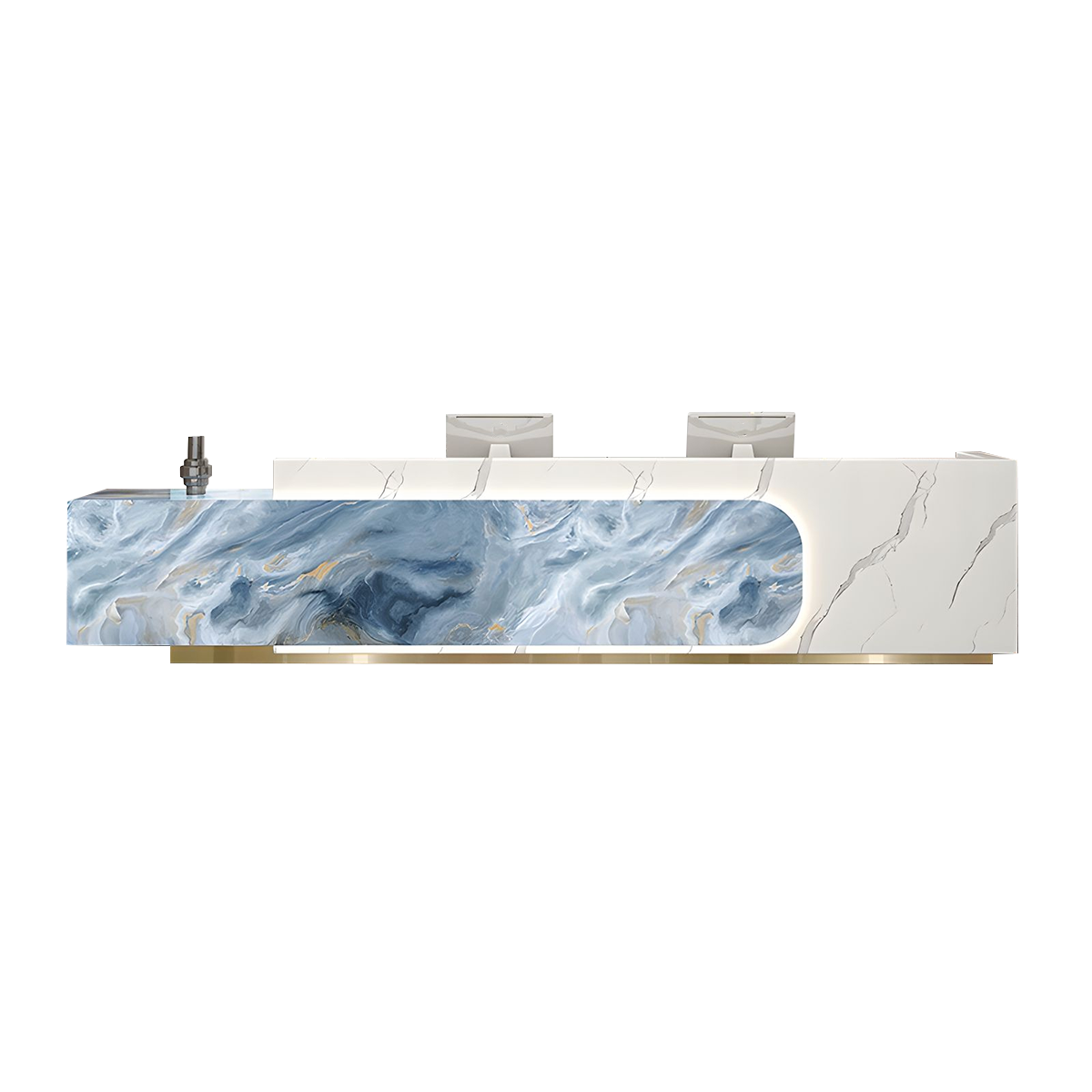 Luxury Modern Natural Stone Reception Desk Storage Drawers Cabinets