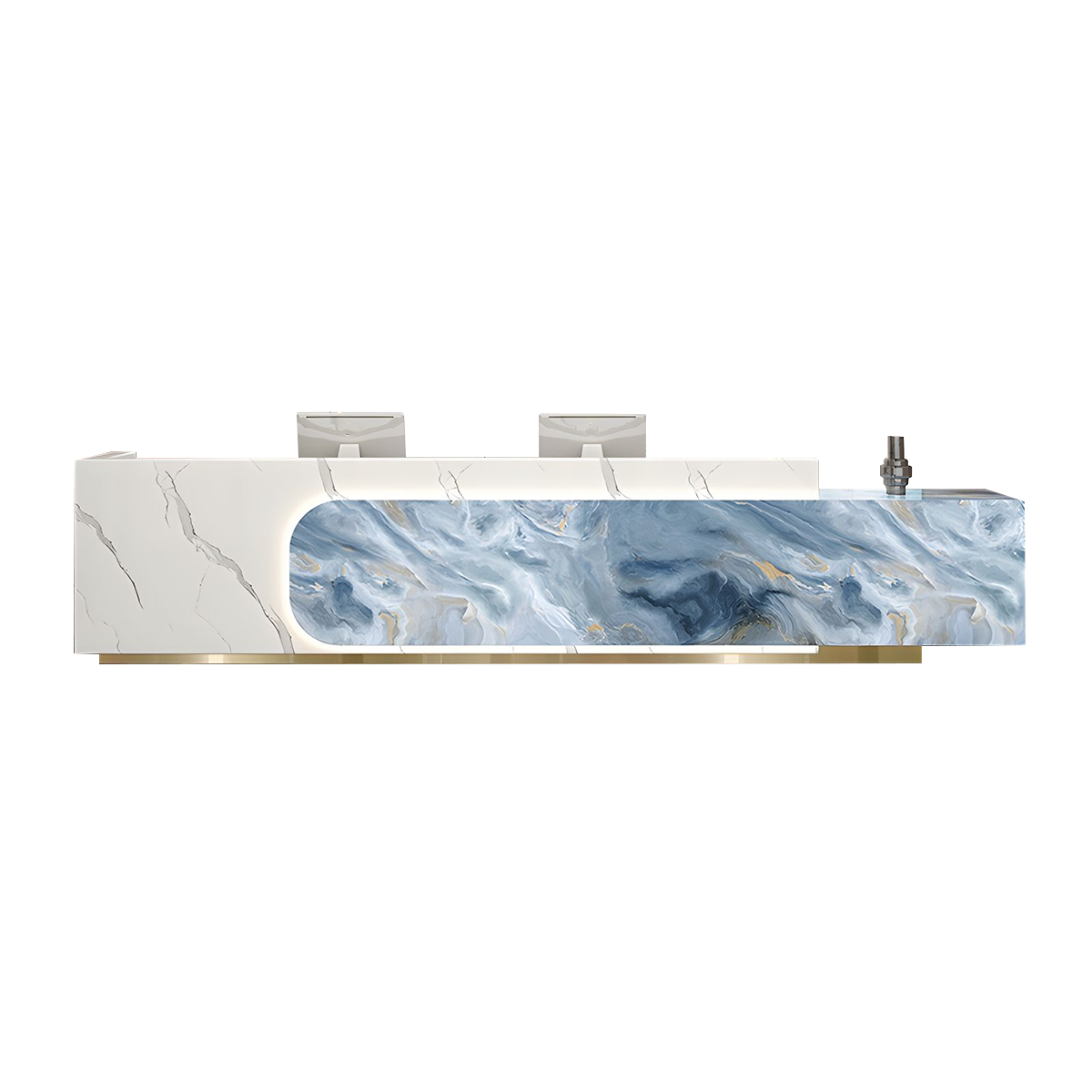 Luxury Modern Natural Stone Reception Desk Storage Drawers Cabinets