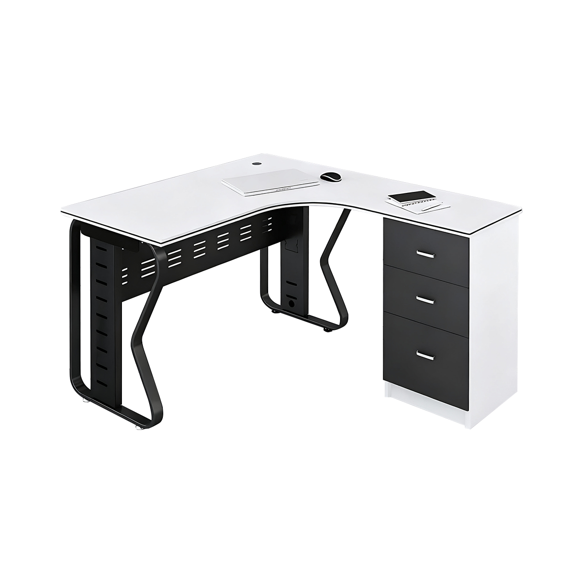 Modular Office Desk Eco-Friendly Board Steel Frame Cable Management