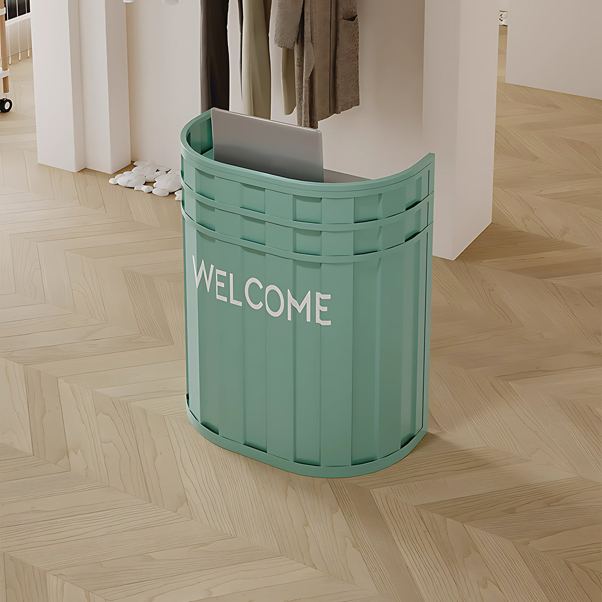 Industrial-Style Small Reception Desk with Thick Desktop Design