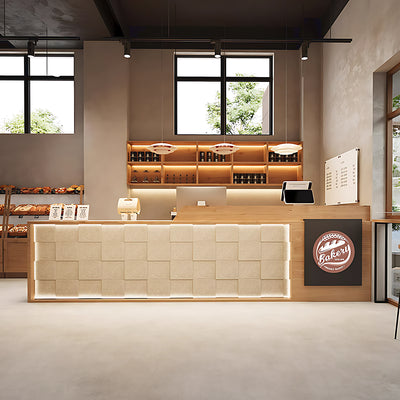 High-End Stylish Reception Desk with Exquisite Wood Grain Design