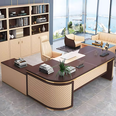 Anzhap Classic Executive Desk 27-94 in Wide with File Drawers and Metal Base（Stock Items）