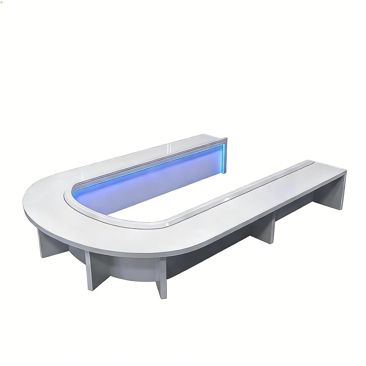 Modern U-Shaped Conference Table with Integrated Lighting for Offices