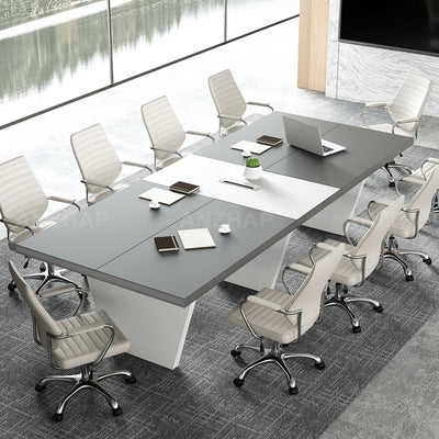 Modern Two-Tone Rectangular Conference Table with Architectural Legs（Stock Items）