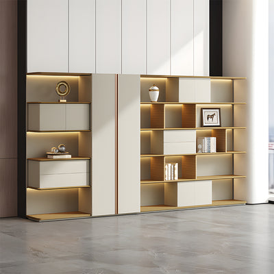 Modern Storage Cabinet with Large Storage Space & LED Lighting