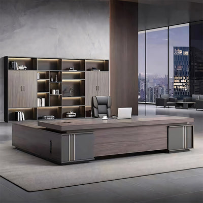 Stylish and Luxurious L-Shaped Executive Desk with Spacious Desktop