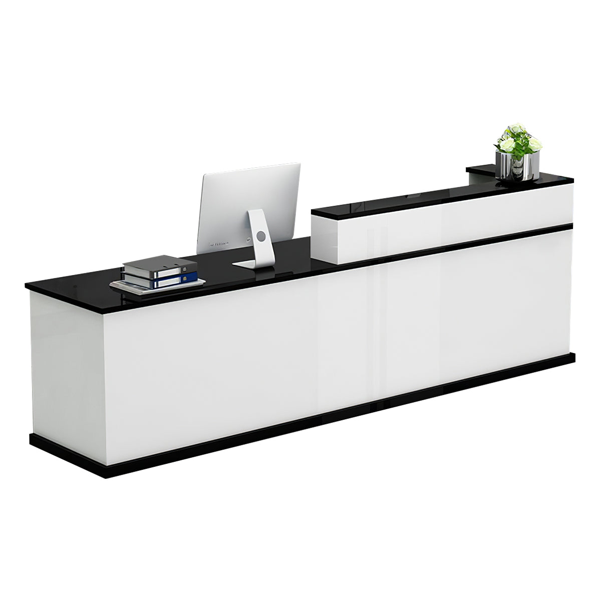 Minimalist Modern Functional Reception Desk with Thick Tabletop