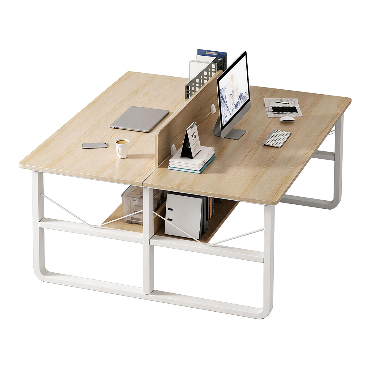 Simple  Office Desk with Partition for Staff, Freely Customizable, U Shaped Bracket