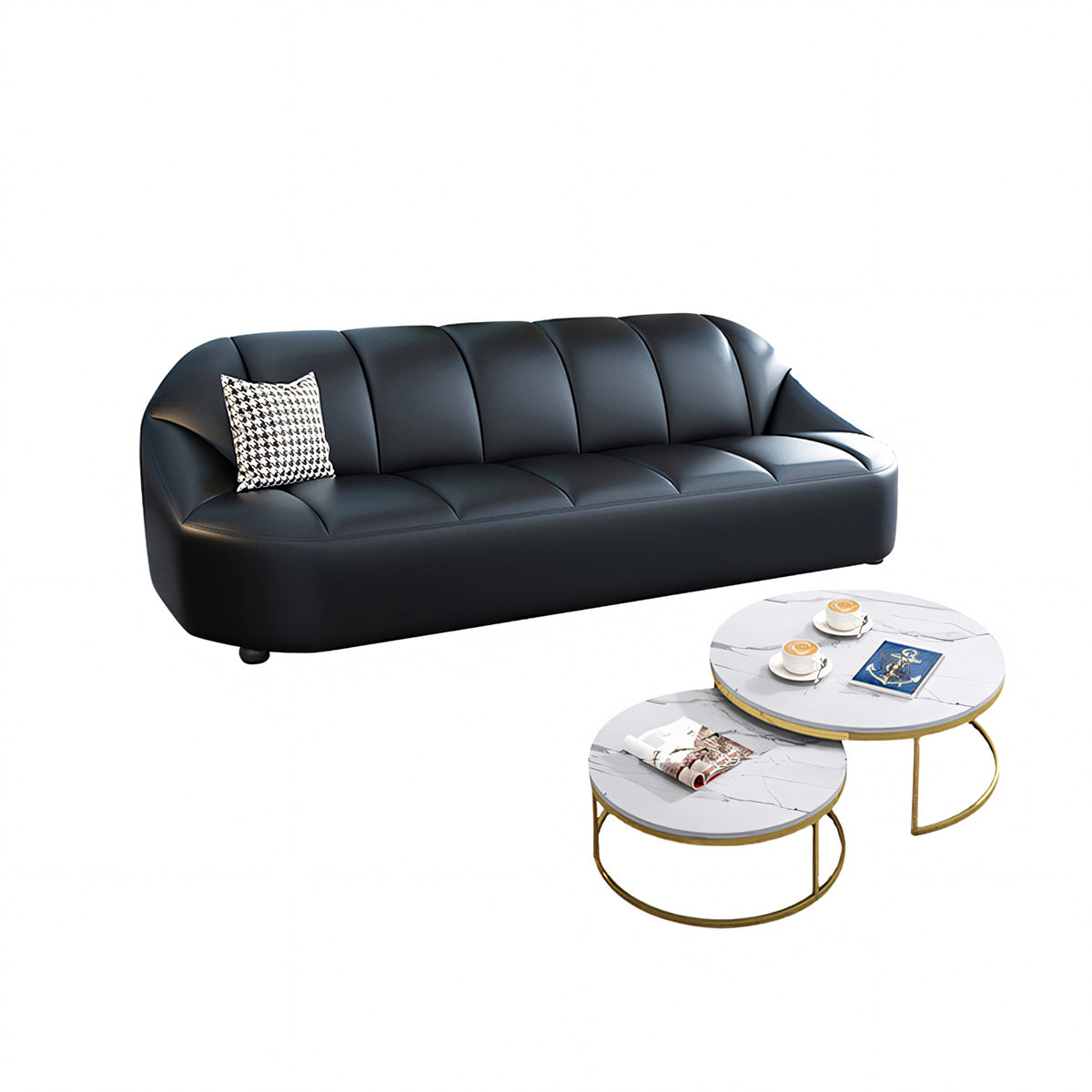 Minimalist and Elegant Office Sofa, Thickened Western Leather, Three Seater