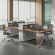Multi-User Office Desk with Built-In Outlets for Employee Workspace