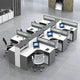 Modern L-Shaped Office Desk with Integrated Shelving & Partition Panels