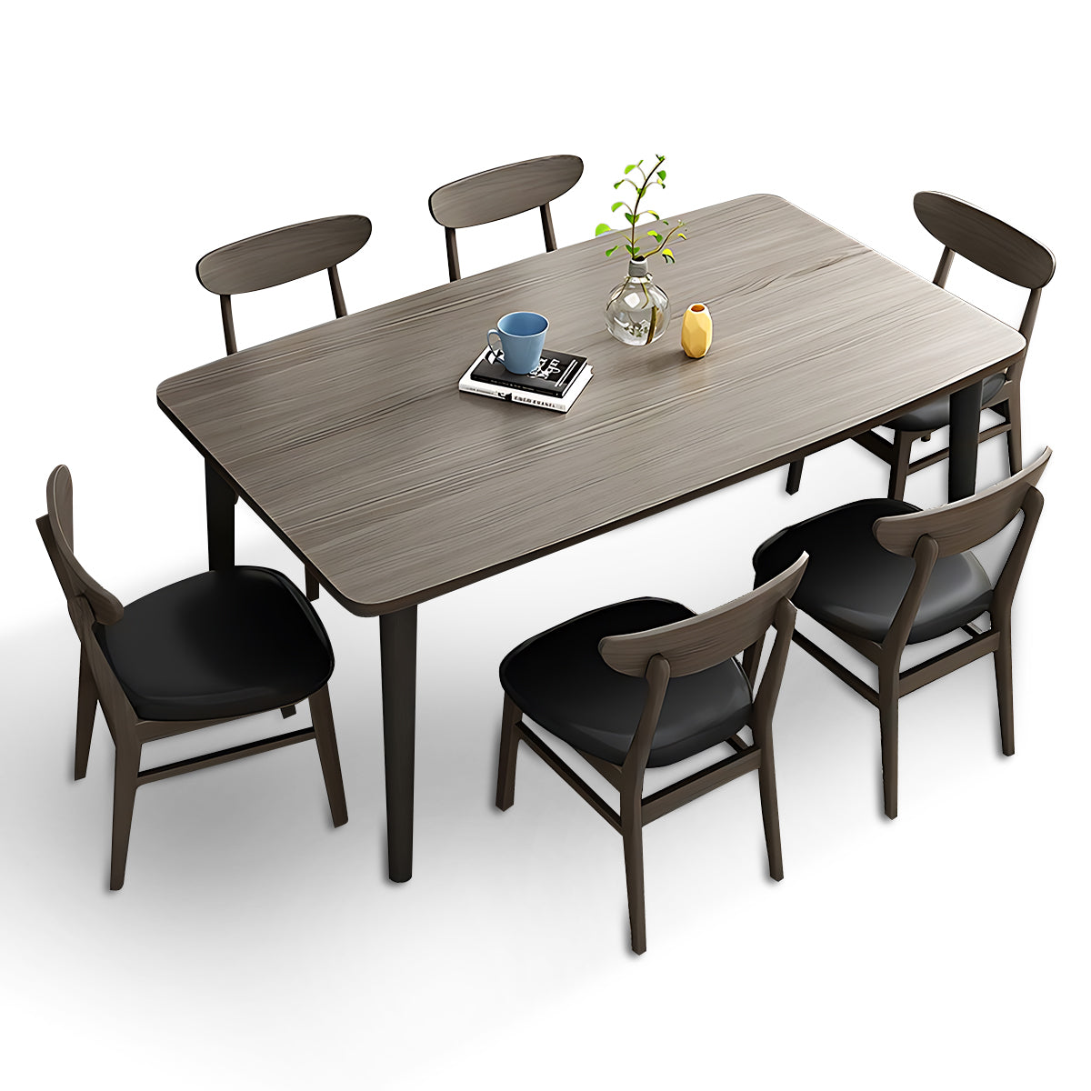 Modern Minimalist Dark Oak Rectangular Dining Table