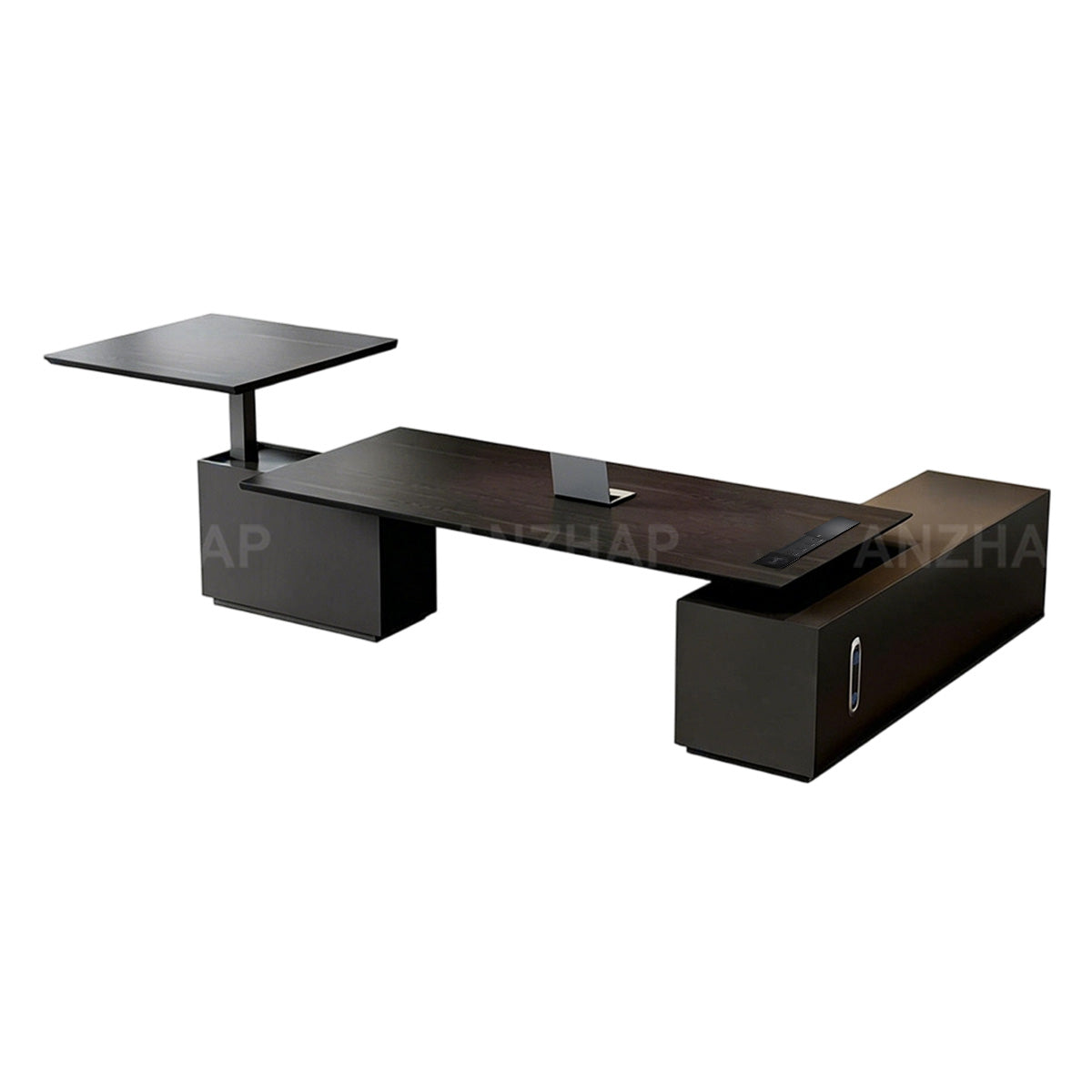 Anzhap height-adjustable executive desk with electric lift frame, front view