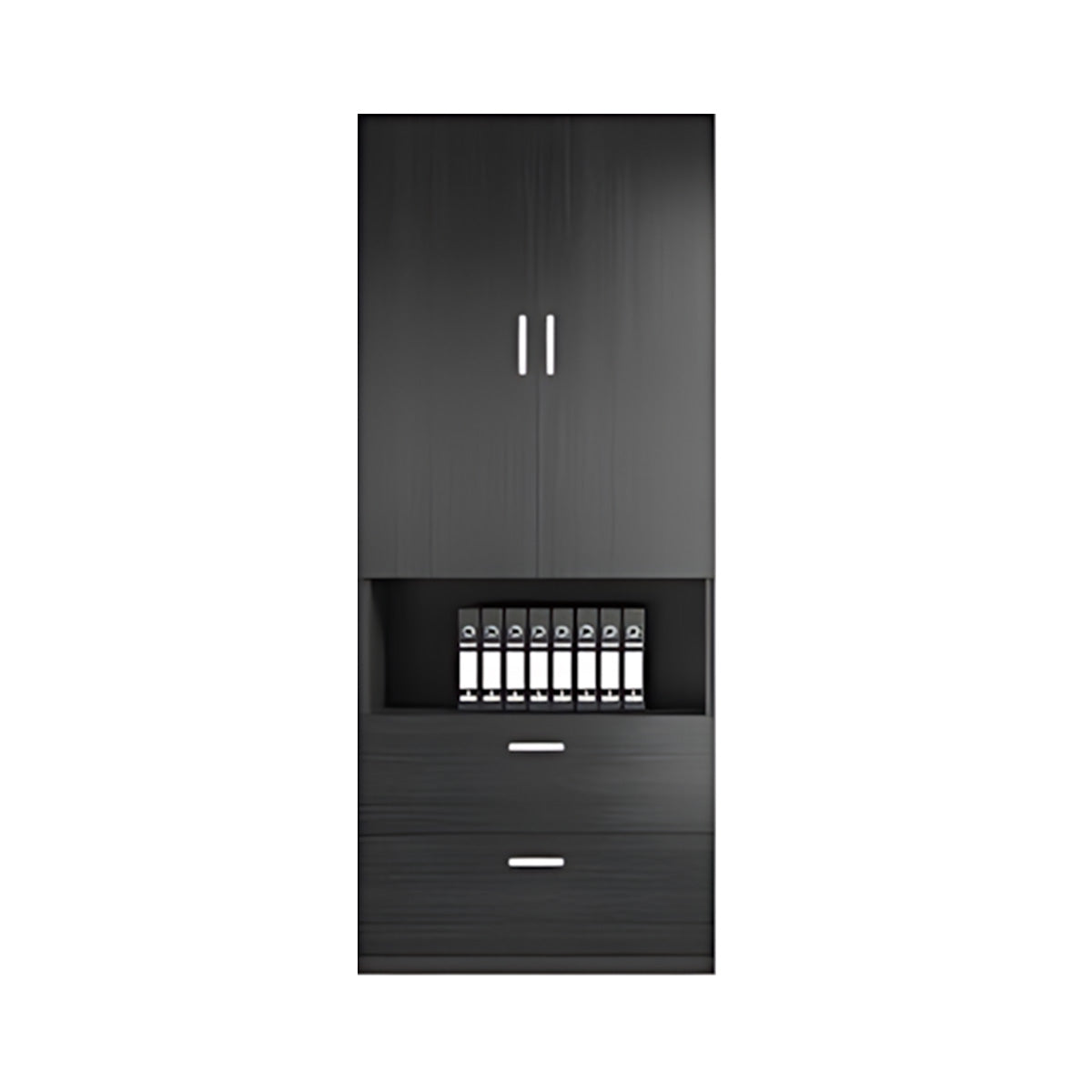 Modern Office Storage Cabinet with Wardrobe, Drawers & Display Shelves