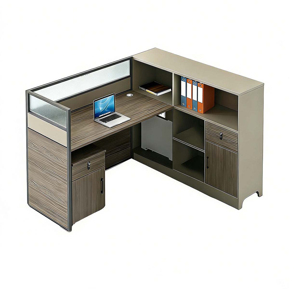 Contemporary Minimalist Multi-functional Office Desk with Partition Design