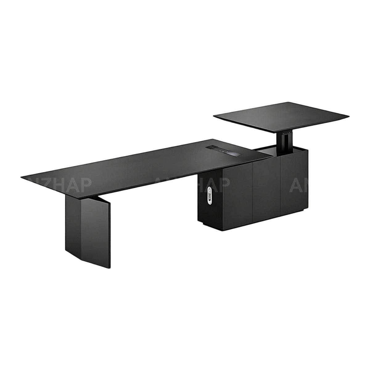 Electric Height-Adjustable Executive Desk with Wireless Charging and Fingerprint Storage