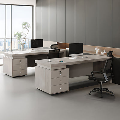 Modern Executive Office Desk with Storage Drawers Hidden CPU Storage