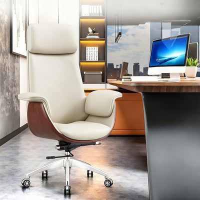 Premium Executive Office Chair Top-Grain Leather Ergonomic Adjustable Height