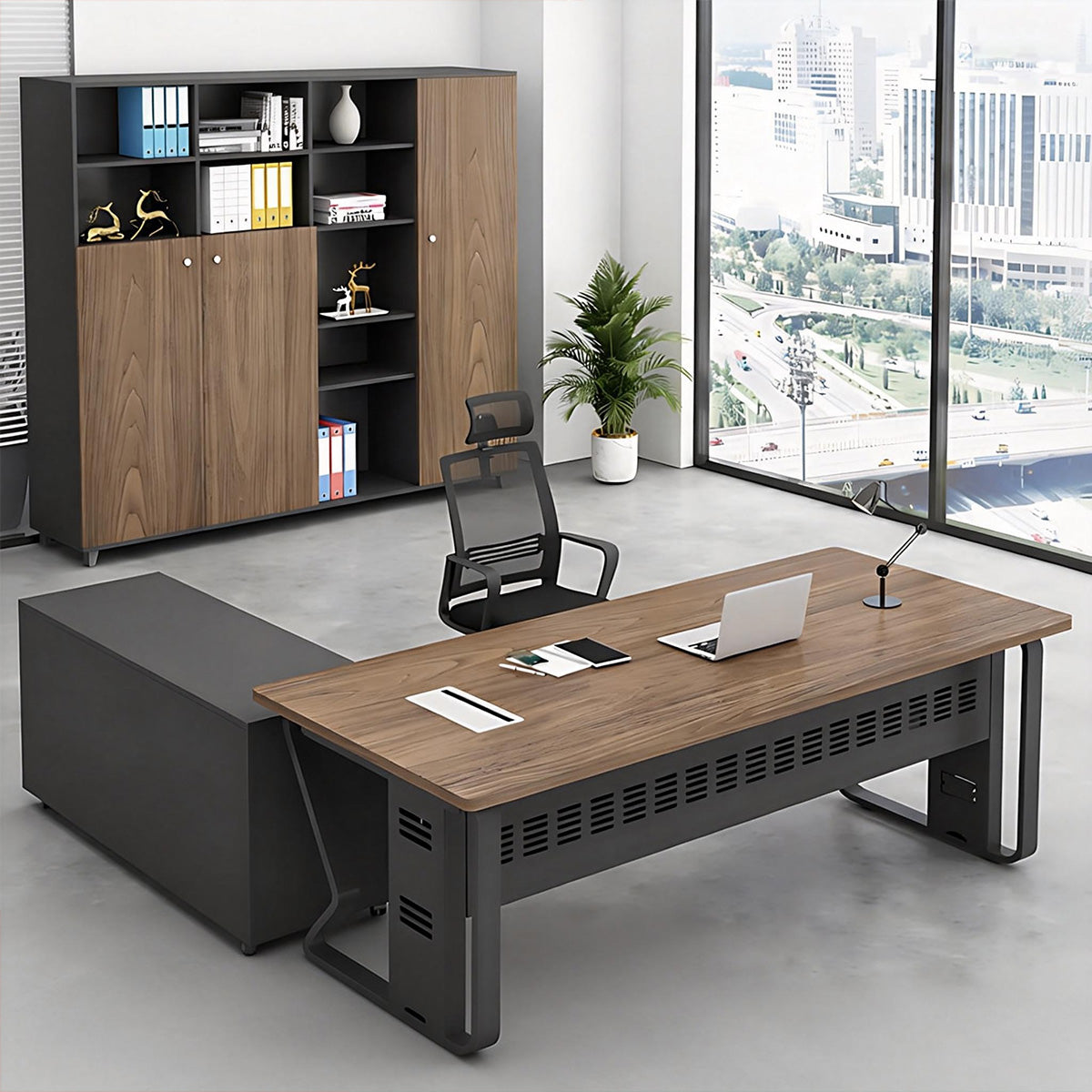 Minimalist Executive Desk with Privacy Panel for Office