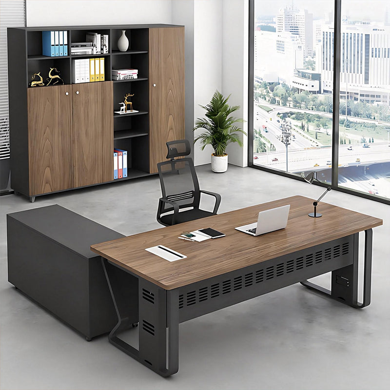 Minimalist Executive Desk with Privacy Panel for Office