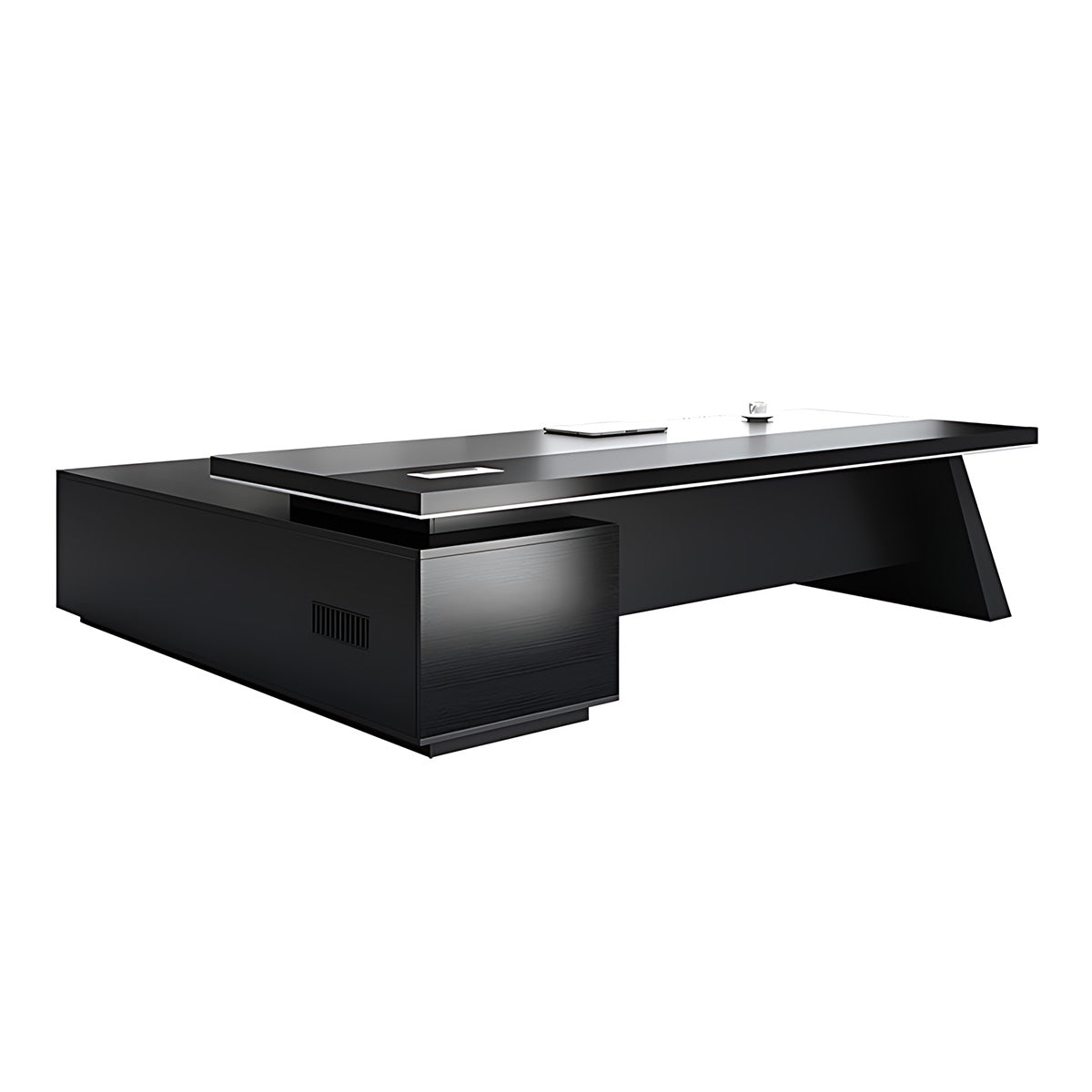 Modern Office Desk, Wooden Computer Desk, Black Executive Desk