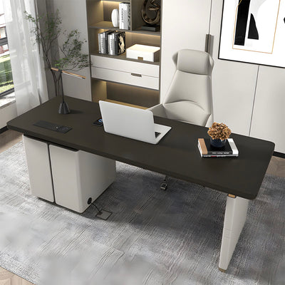 Stylish Office Desk with Rounded Corners and Under-Desk Grommet for Office