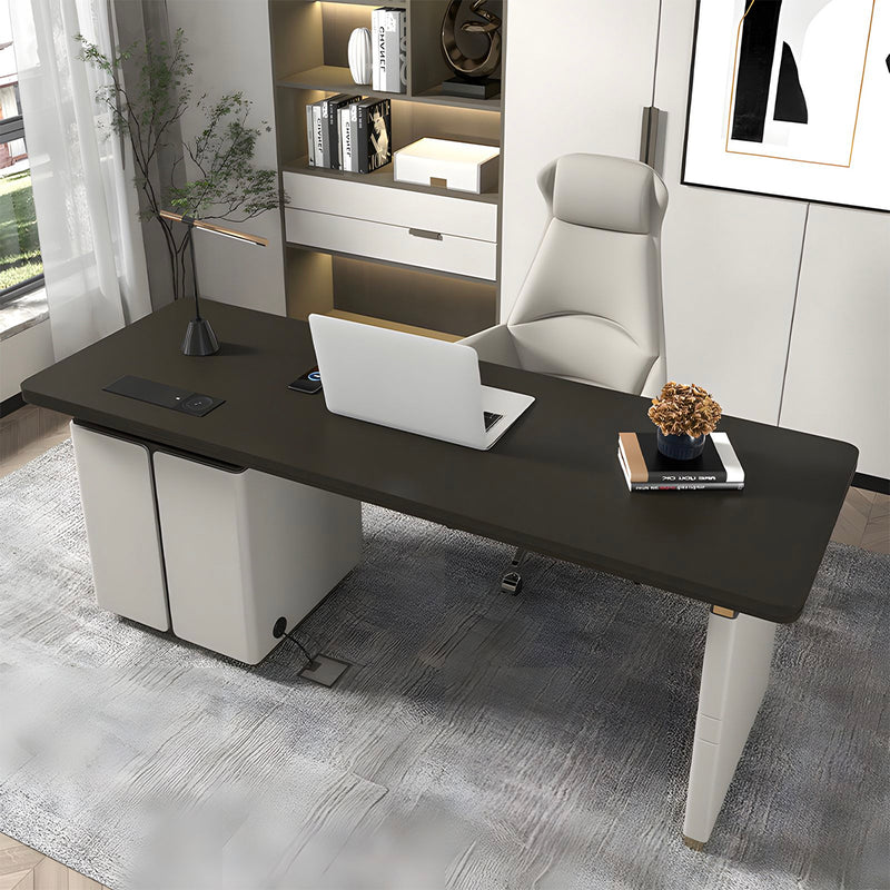 Stylish Office Desk with Rounded Corners and Under-Desk Grommet for Office