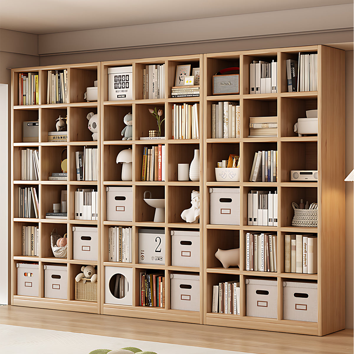 Storage Cabinet, main product view, Versatile Solid Wood Storage Cabinet With Deep Open Storage & Modular Design finish, for office storage space,...