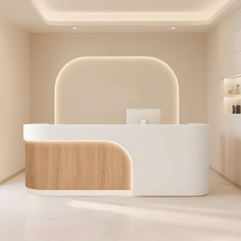 Minimalist Reception Desk LED Lighting Storage Eco Friendly for Small Offices