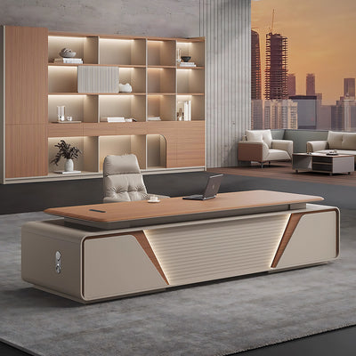 Sleek Executive Desk with Sliding Cable Box for Modern Office