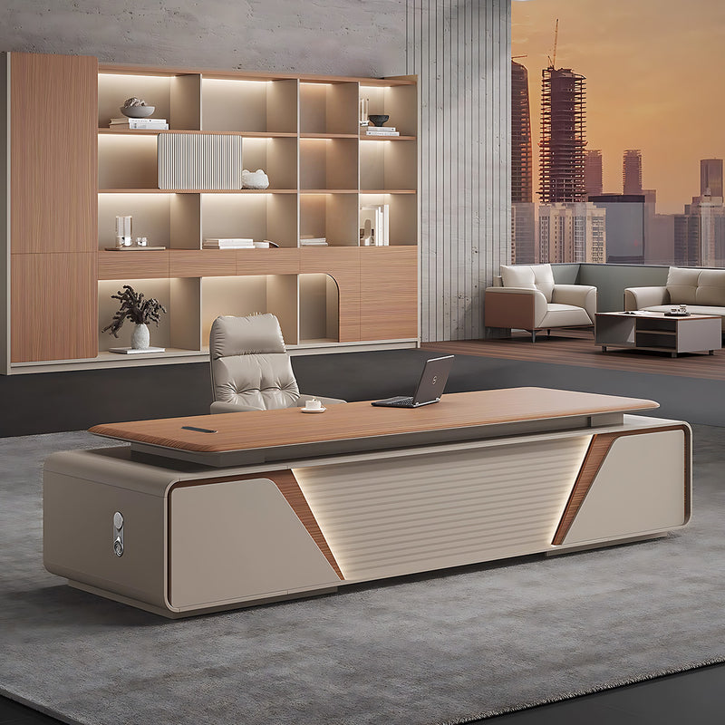 Sleek Executive Desk with Sliding Cable Box for Modern Office