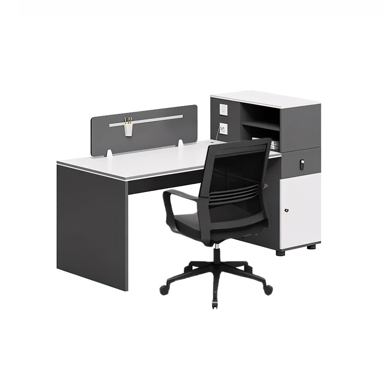 Simple and Stylish Staff Office Desk and Chair Set, Black and White