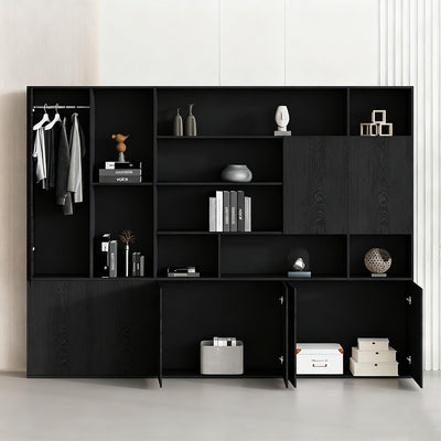 Large Black Storage Cabinet Eco Friendly with Wood Grain Finish