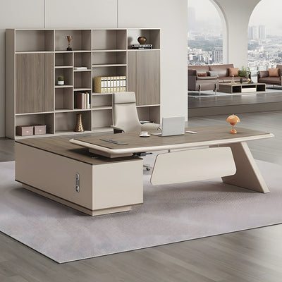 Modern L-Shaped Executive Desk with Side Storage for General Manager