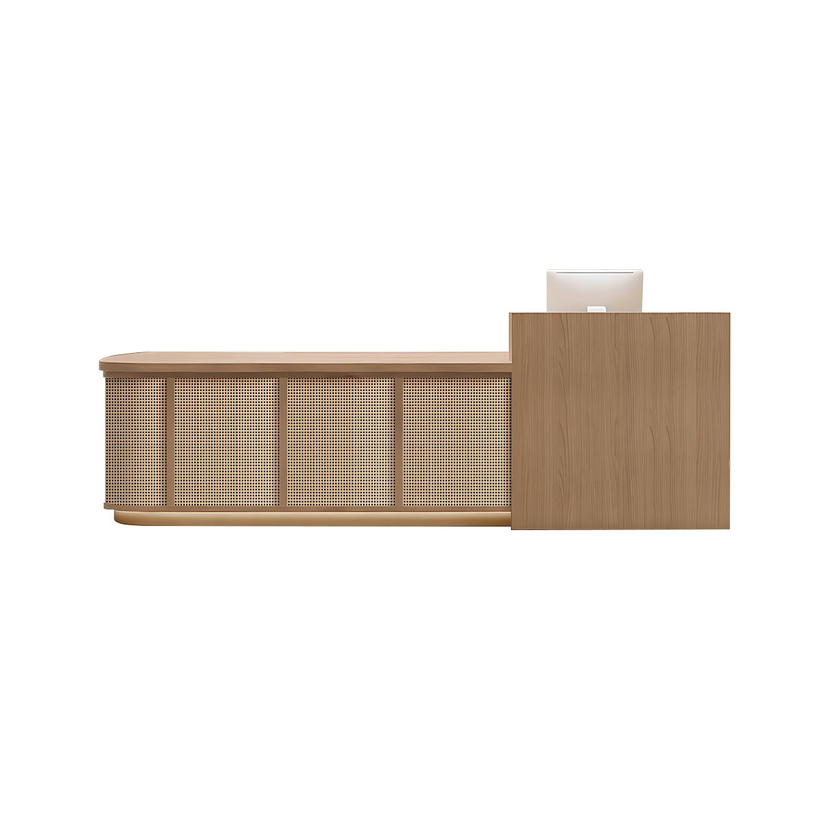 Minimalist Rattan Front Desk Lockable Storage Keyboard Tray