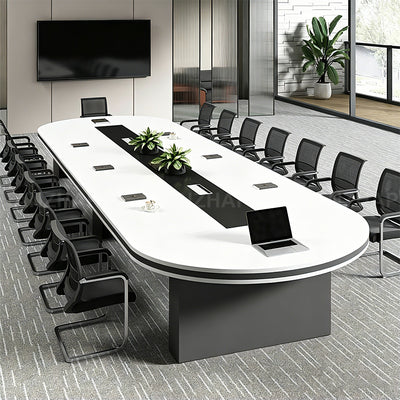 Large Oval Conference Table with Built-In Cable Management for Boardrooms