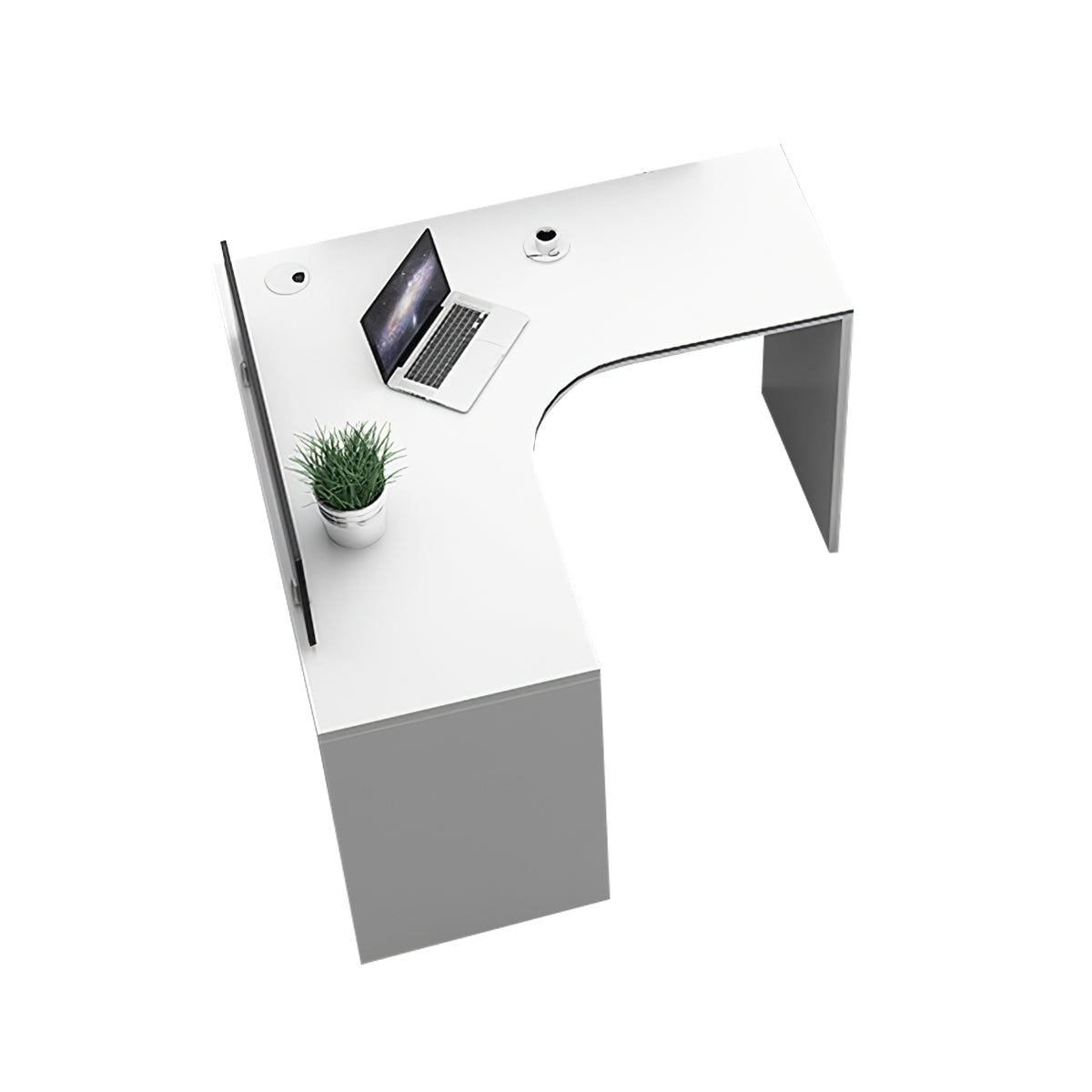 Modern Corner Shaped Employee Office Desk with Partition Panel