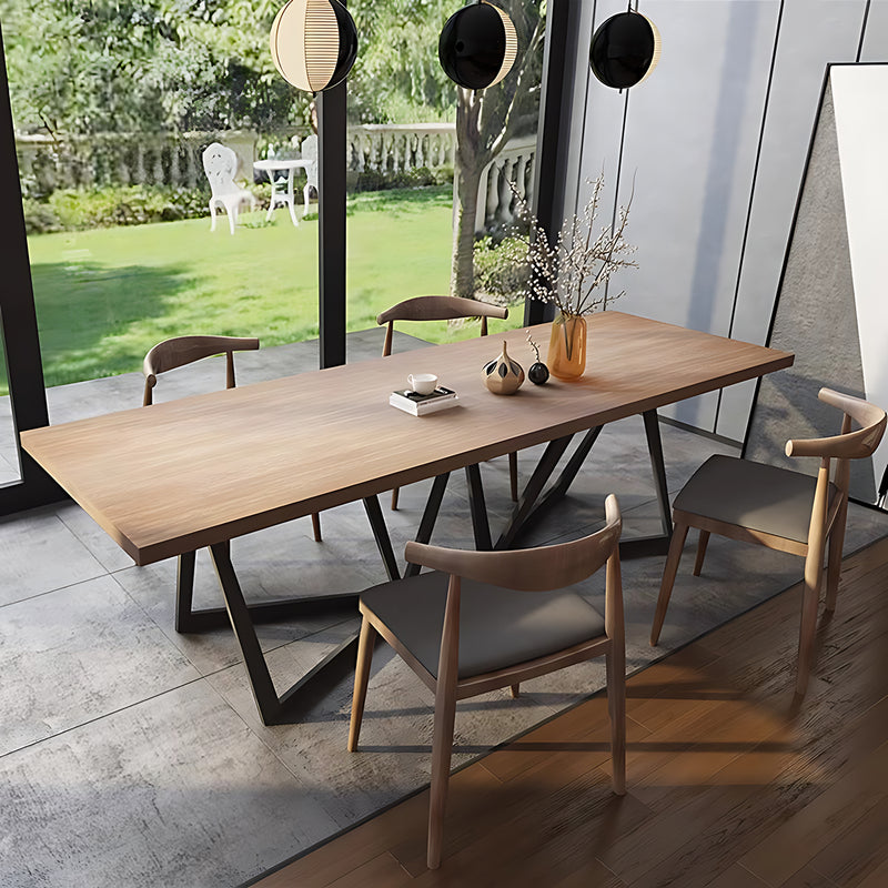 Minimalist Rectangular Conference Table with a Wood Surface and Elegant Leg Design