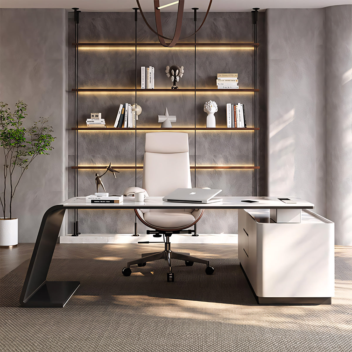 Italian Executive Desk Modern Corner Rock Board Computer Desk