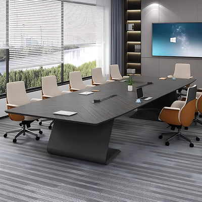 Premium Stylish Gray Conference Table with Track Power Outlet and Elegant Sturdy Legs