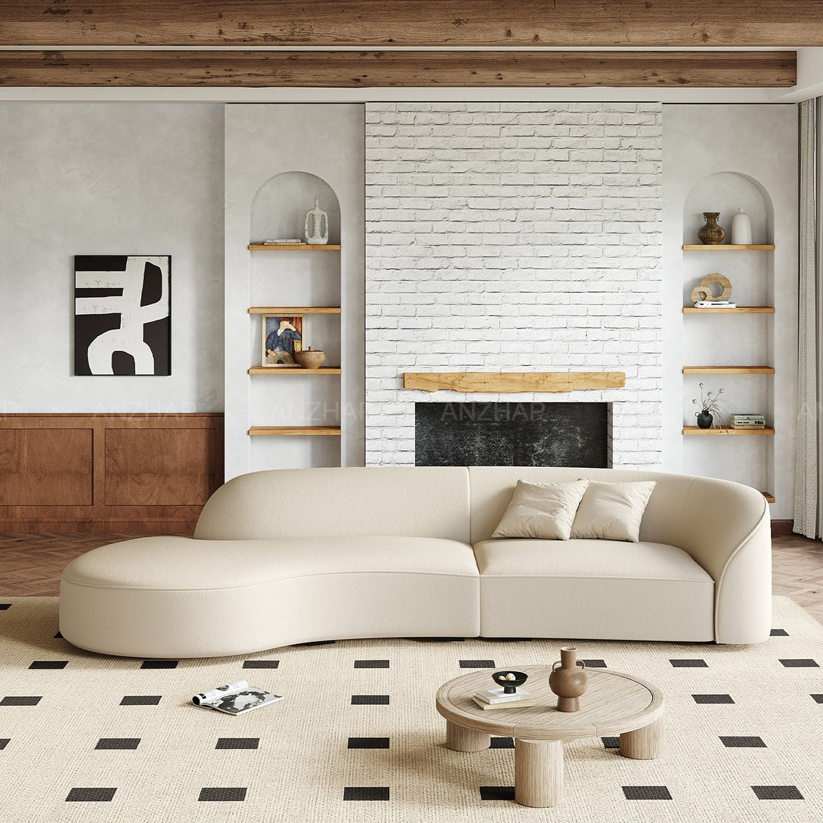 Luxury Creamy White Sofa for Living Room & Lounge（Stock Items）