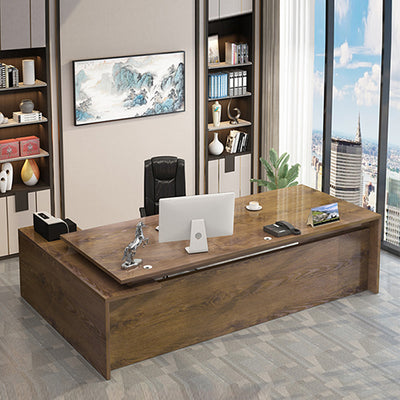 L-Shaped Executive Desk with Cabinets