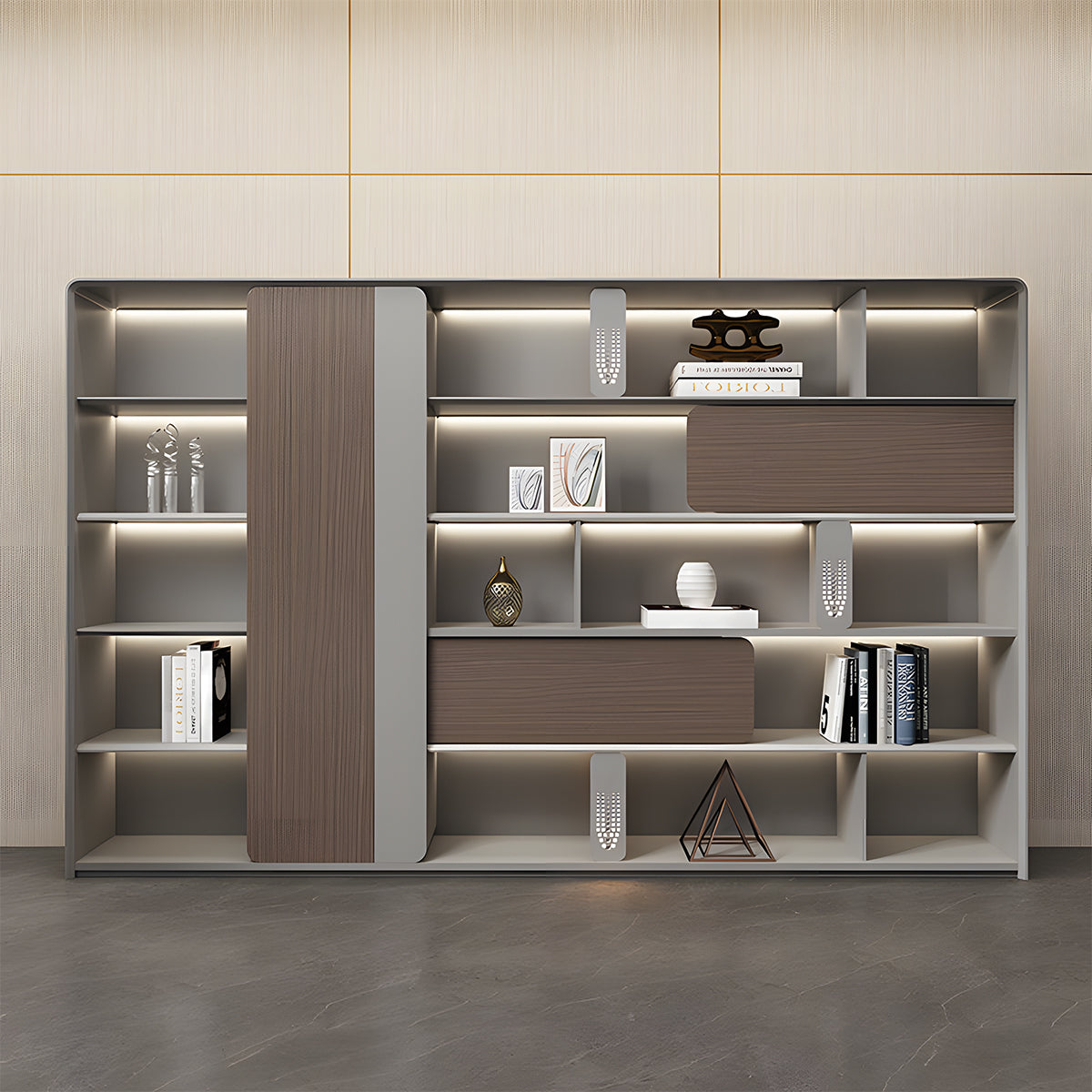 Stylish Spacious Filing Cabinet with LED Lighting for Office Use