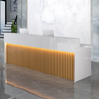 Luxurious Reception Desk with Ample Storage & LED Lights for Office